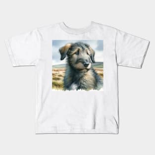 Watercolor Irish Wolfhound Puppies - Cute Puppy Kids T-Shirt